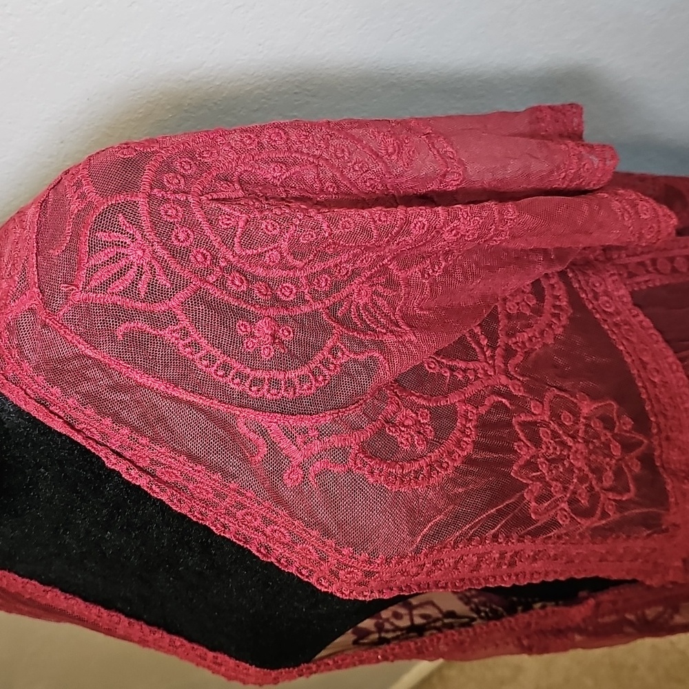 Agnes & Dora Vintage Red Lace Cardigan Womens Size Small/Medium - Picture 4 of 8